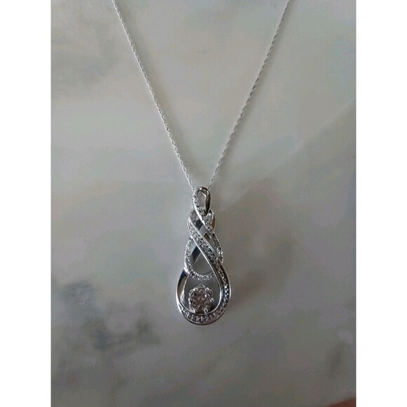 Zales Sterling Silver Infinity Pendant Gemstone Chain Necklace 18" -Discontinued - Picture 1 of 6